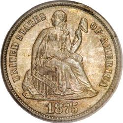 1875-CC 10C Mintmark Below Bow MS65 PCGS