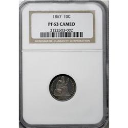 1867 10C PR63 Cameo NGC