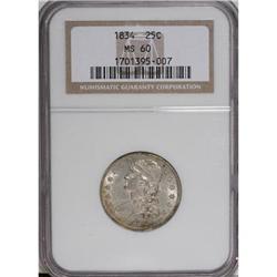 1834 25C MS60 NGC