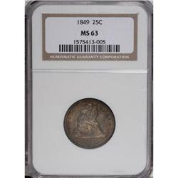 1849 25C MS63 NGC