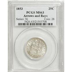 1853 25C Arrows and Rays MS63 PCGS