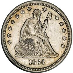1864-S 25C AU55 ANACS