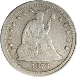 1870-CC 25C--Corroded, Cleaned--ANACS. VF20