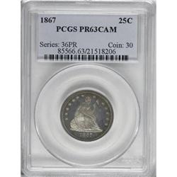 1867 25C PR63 Cameo PCGS