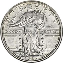 1917-S 25C Type One MS65 Full Head NGC