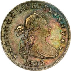 1806 50C Pointed 6, No Stem AU58 NGC