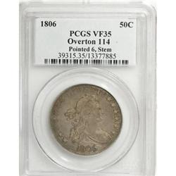 1806 50C Pointed 6, Stem VF35 PCGS