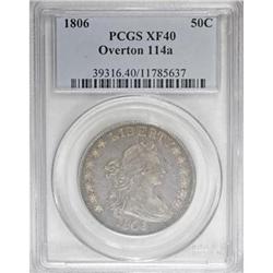 1806 50C Pointed 6, Stem XF40 PCGS