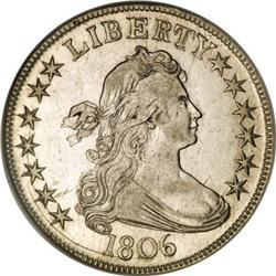 1806 50C Pointed 6, Stem AU58 NGC