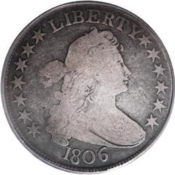 1806 50C Pointed 6, Stem VG8 PCGS