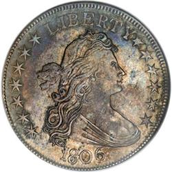 1806 50C Pointed 6, Stem AU50 NGC
