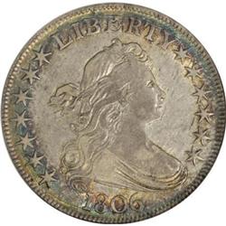 1806 50C Pointed 6, Stem AU53 NGC