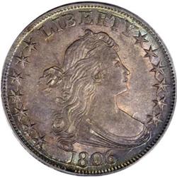 1806 50C Pointed 6, Stem AU58 PCGS