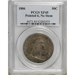 1806 50C Pointed 6, No Stem XF45 PCGS