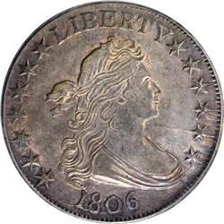 1806 50C Pointed 6, No Stem AU55 PCGS