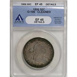 1806 50C Knobbed 6, Small Stars--Cleaned--ANACS.