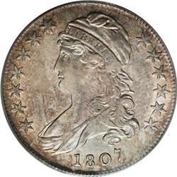 1807 50C Large Stars, 50 Over 20 AU50 PCGS