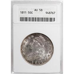 1811 50C Small 8 AU58 ANACS