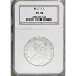 1829 50C Small Letters AU58 NGC
