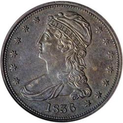 1836 50C Reeded Edge AU55 Details ANACS