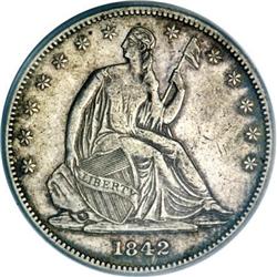 1842-O 50C Small Date, Small Letters XF45 ANACS