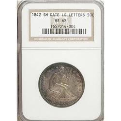 1842 50C Small Date, Large Letters MS62 NGC