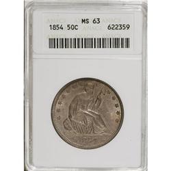 1854 50C Arrows MS63 ANACS