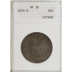 1855-S 50C Arrows VF30 ANACS