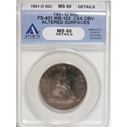 1861-O 50C MS60 ANACS