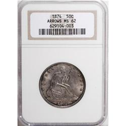 1874 50C Arrows MS62 NGC