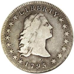 1795 Flowing Hair, Three Leaves VF25 NGC BB-27