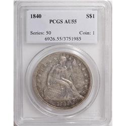 1840 $1 AU55 PCGS