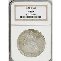 1846-O $1 AU50 NGC