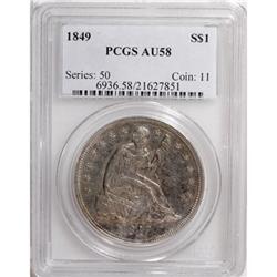1849 $1 AU58 PCGS