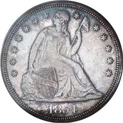 1854 $1--Cleaned--ANACS. AU58 Details