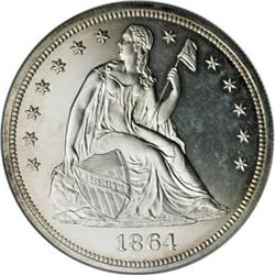 1864 $1 PR63 Cameo NGC