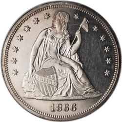 1866 $1 Motto PR63 Cameo NGC