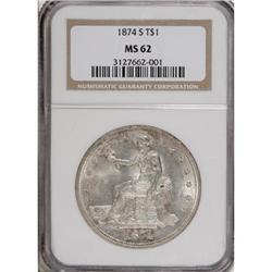 1874-S T$1 MS62 NGC