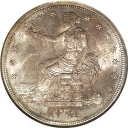 1874-S T$1 MS64 NGC