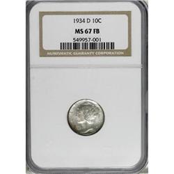 1934-D 10C MS67 Full Bands NGC