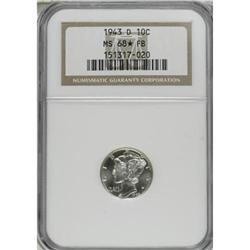 1943-D 10C MS68 Star Full Bands NGC