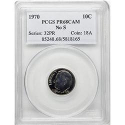 1970 10C No S PR68 Cameo PCGS