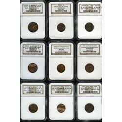 Nine Lincoln Cent Mint Errors, All NGC