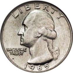 1965 25C AU55 NGC On 95% Silver Planchet