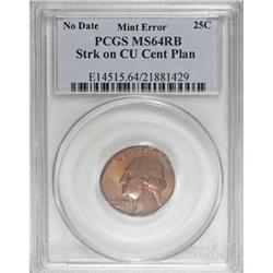 Undated Washington Quarter 25C--Struck on a