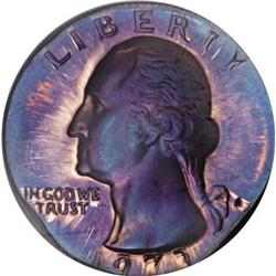 1973-S 25C Quarter--Double Struck on a Cent