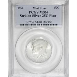 1964 50C Kennedy Half--Struck on a Silver 25C