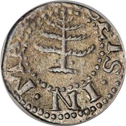1652 6PENCE Pine Tree Sixpence AU50 PCGS