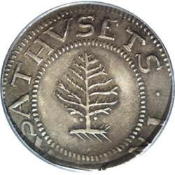1652 Pine Tree Shilling, Lg. Planchet, AU58 PCGS