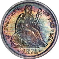 1874 10C Arrows MS68 NGC